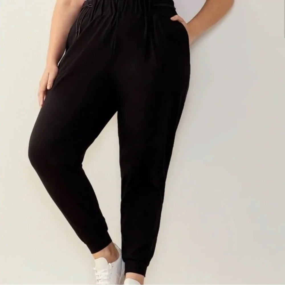 ADAY Sunday Morning Jogger Pants Black Double Tie Waist Casual Women’s Medium